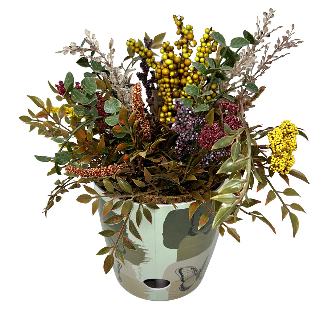 7" Round Self-Watering Bamboo Pot - Butterfly