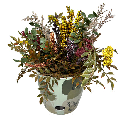 7" Round Self-Watering Bamboo Pot - Butterfly