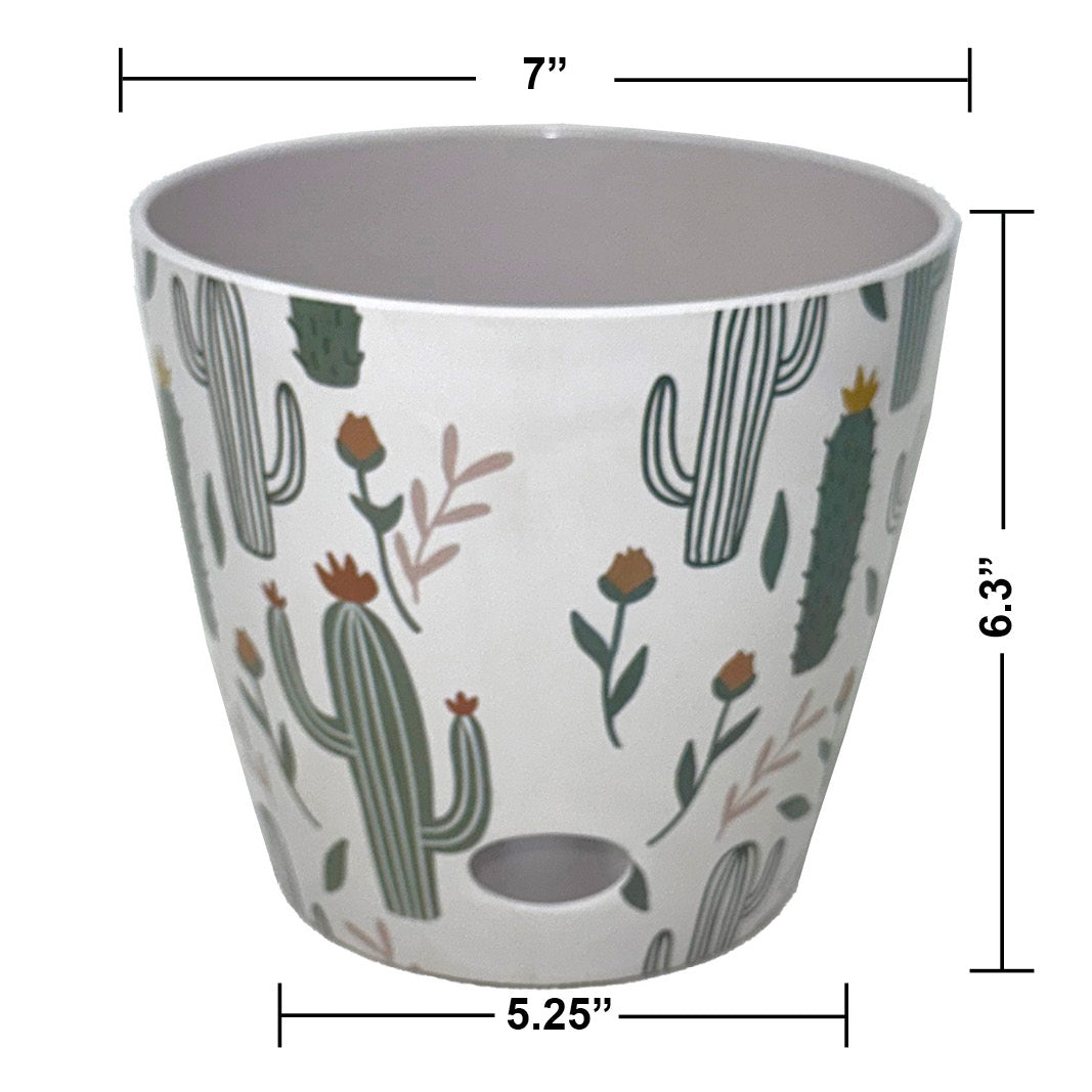 Self-Watering Bamboo Pot - 7&quot; Cactus Round