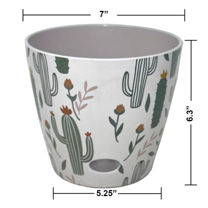 Self-Watering Bamboo Pot - 7&quot; Cactus Round