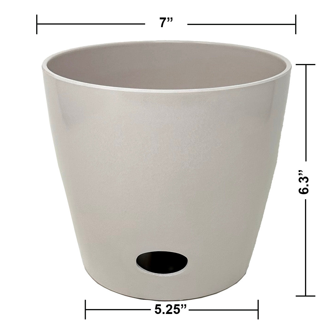 7" Round Self-Watering Bamboo Pot - Cream