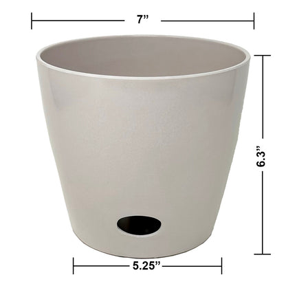 7" Round Self-Watering Bamboo Pot - Cream