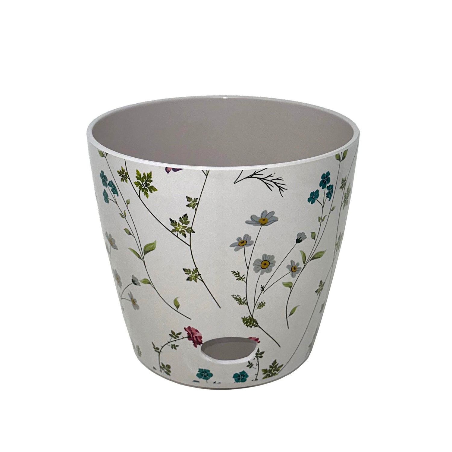 7" Round Self-Watering Bamboo Pot - Wildflower