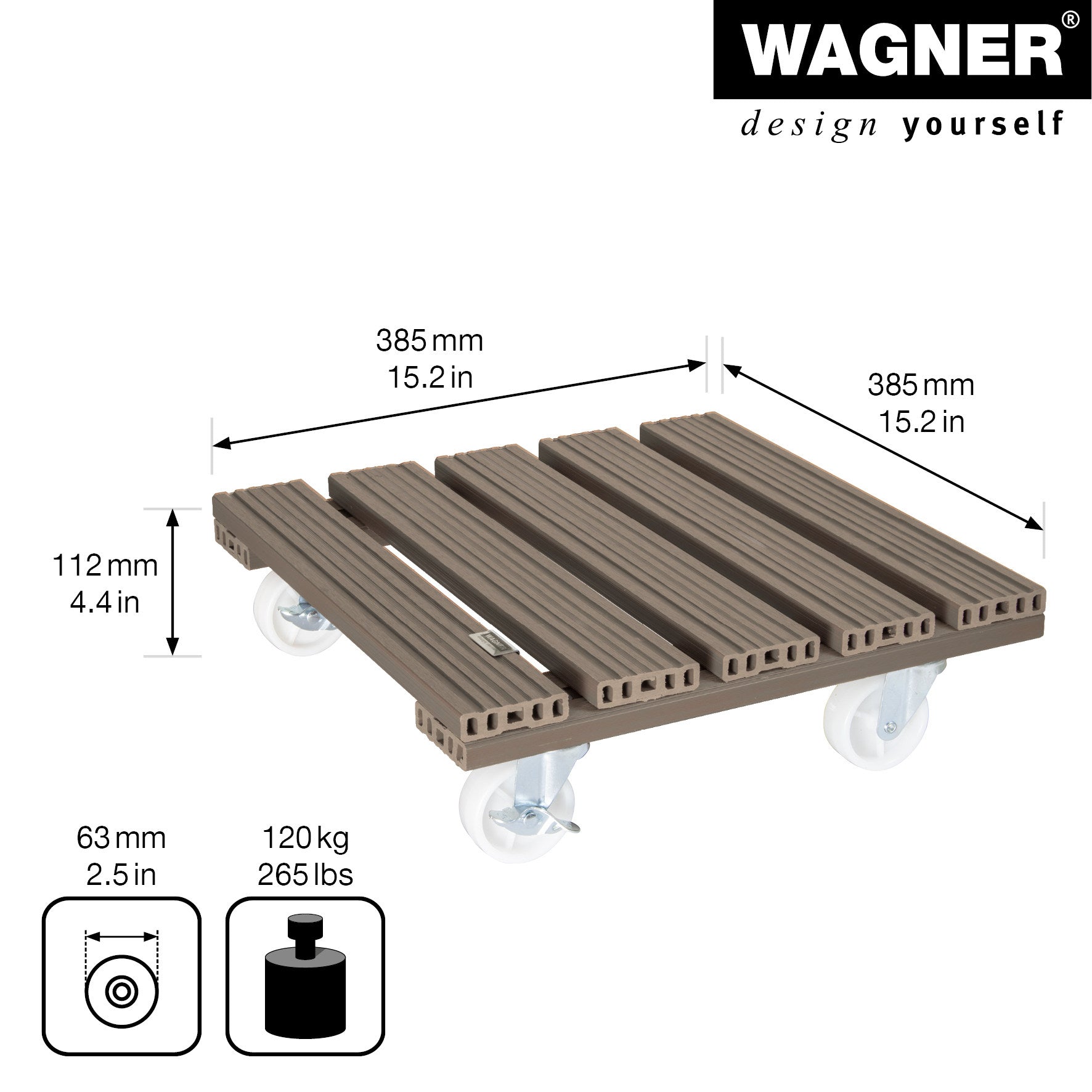 Wagner Waterproof Plant Caddy - 15.4" Taupe Square