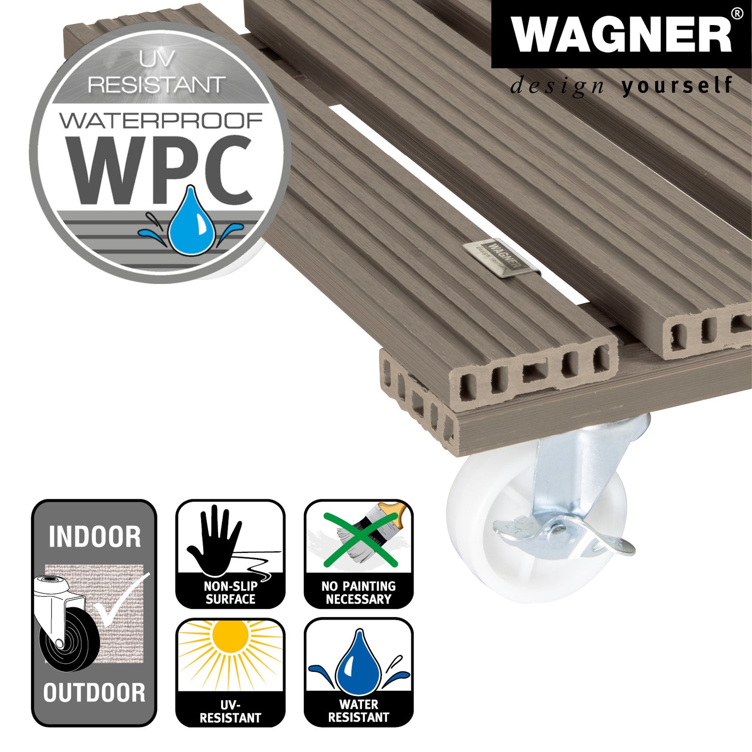 Wagner Waterproof Plant Caddy - 15.4" Taupe Square