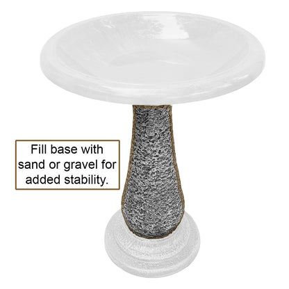 Red/Charcoal Fiber Clay Birdbath - 24"