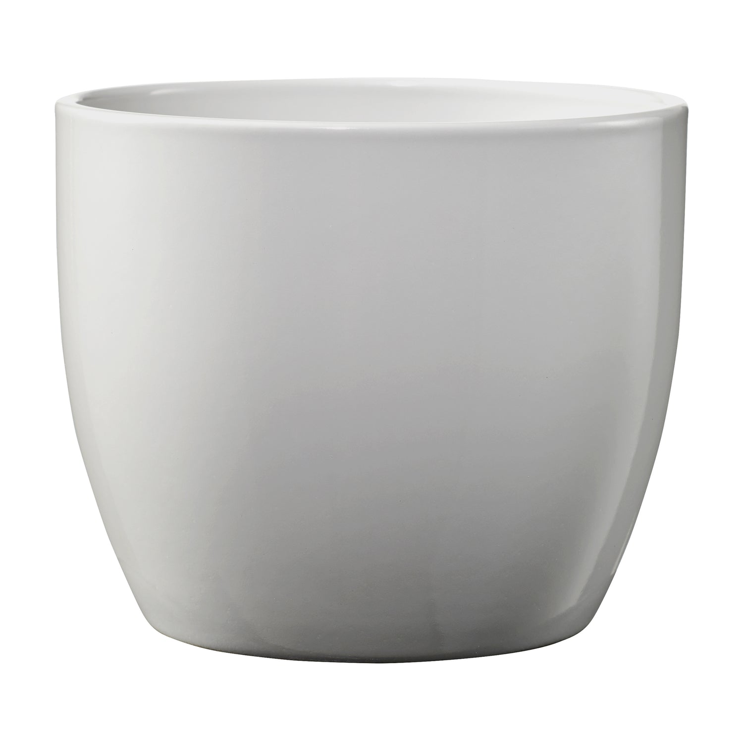 Basel Elegance Ceramic Pot - 5.1" Shiny Light Gray