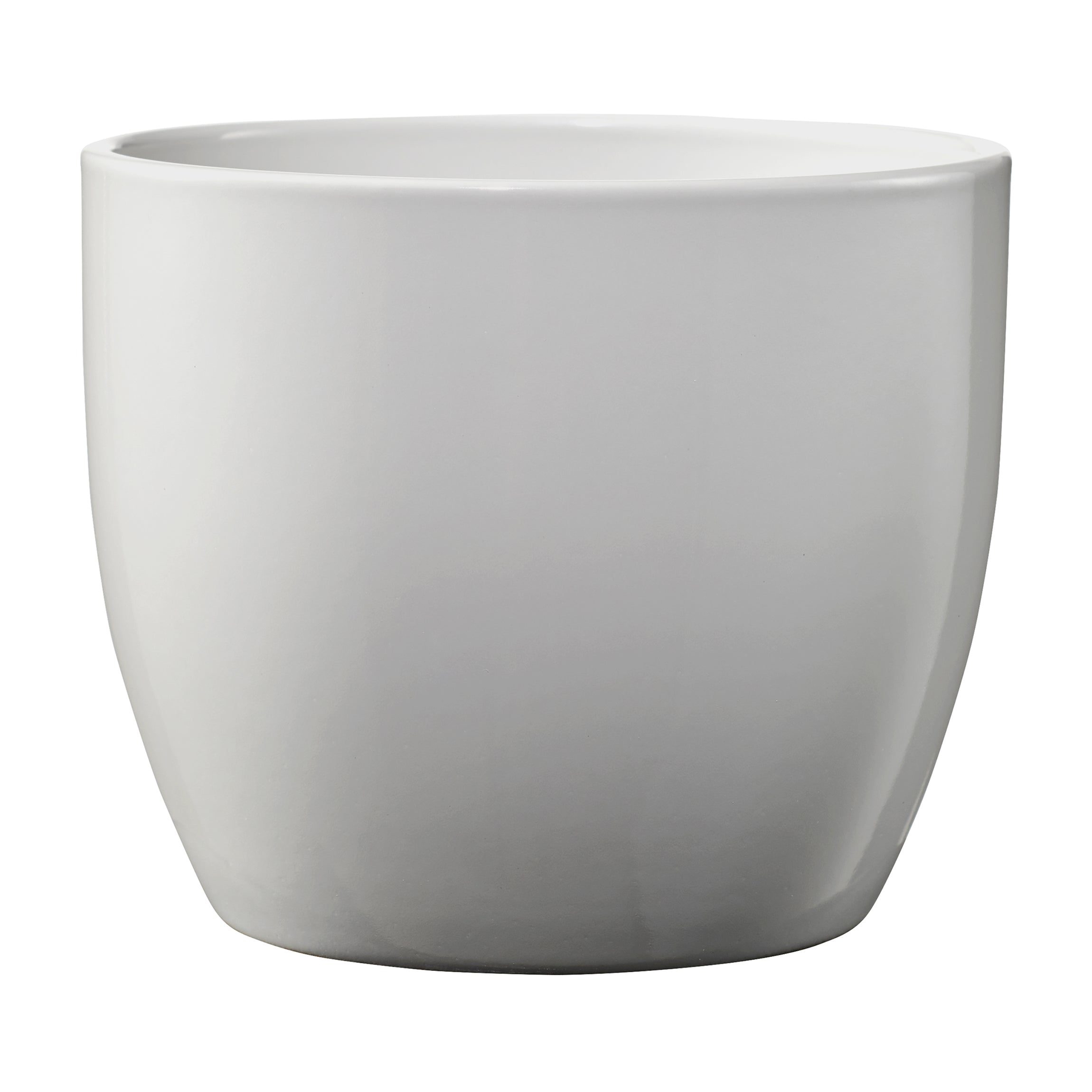 Basel Elegance Ceramic Pot - 5.1" Shiny Light Gray