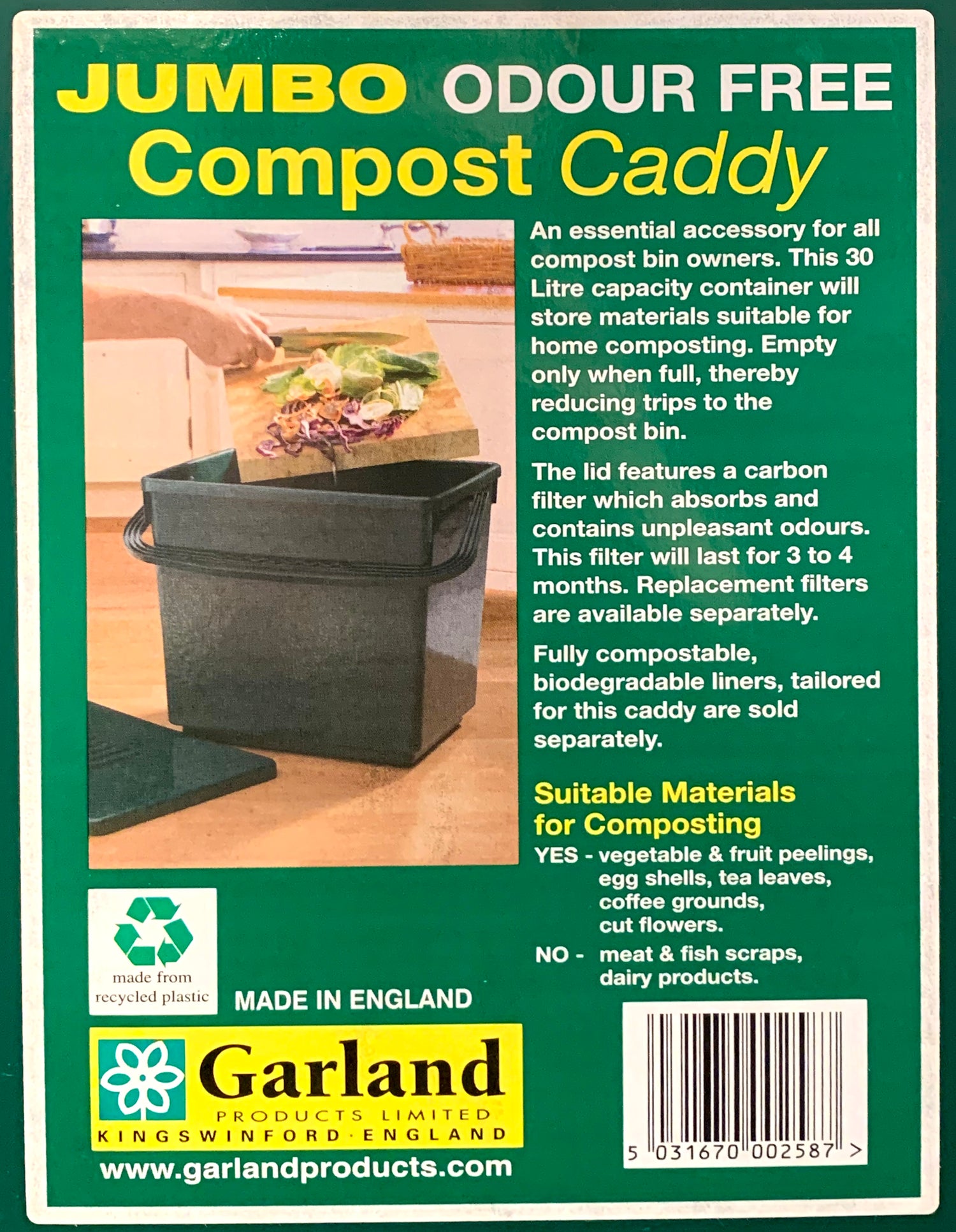 Jumbo Compost Caddy with Replacement Filters &amp; Biodegradable Bags