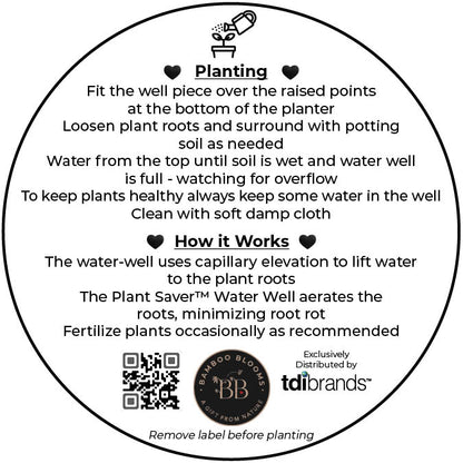 7" Round Self-Watering Bamboo Pot - Dots