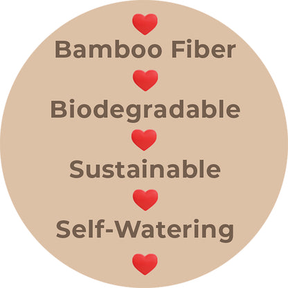 7" Round Self-Watering Bamboo Pot - Black