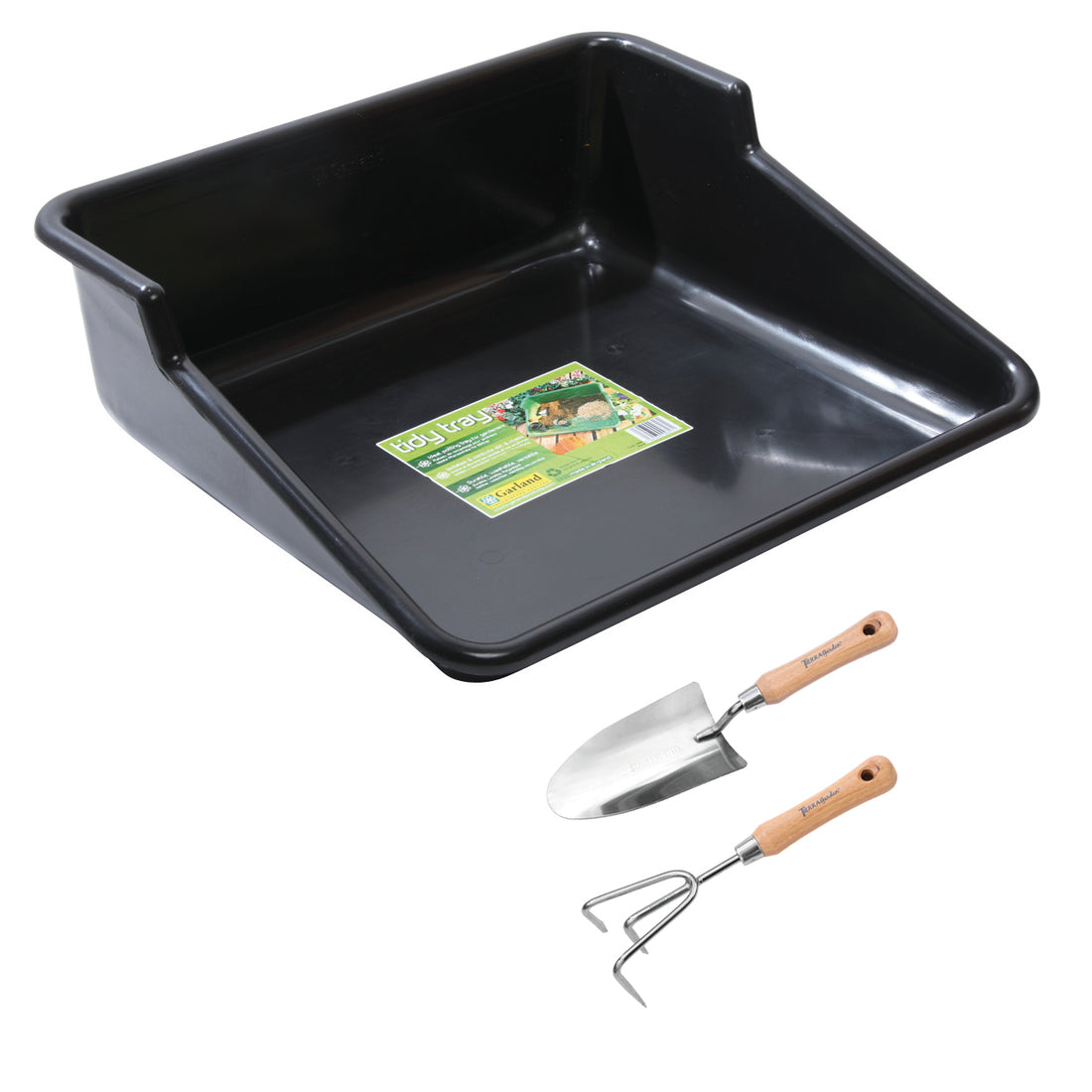 Tidy Tray - Black with Stainless Steel Trowel & Cultivator