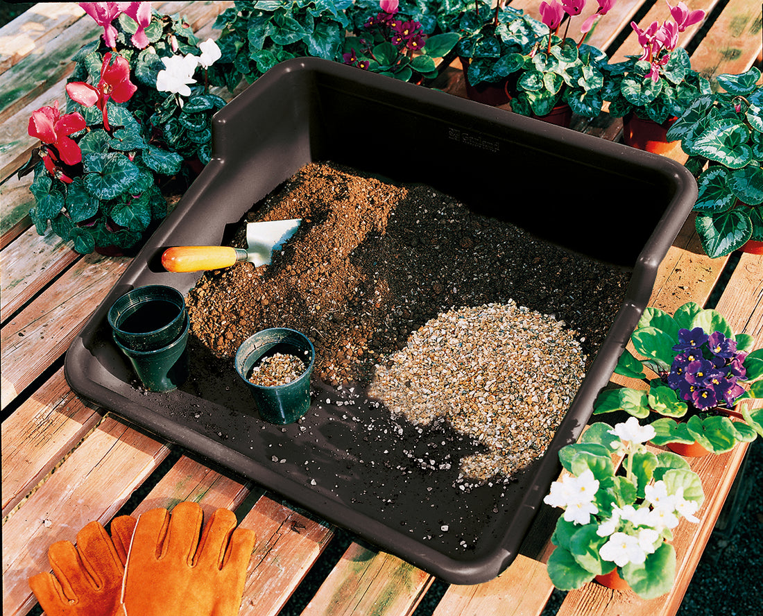Tidy Tray - Black with Stainless Steel Trowel &amp; Cultivator