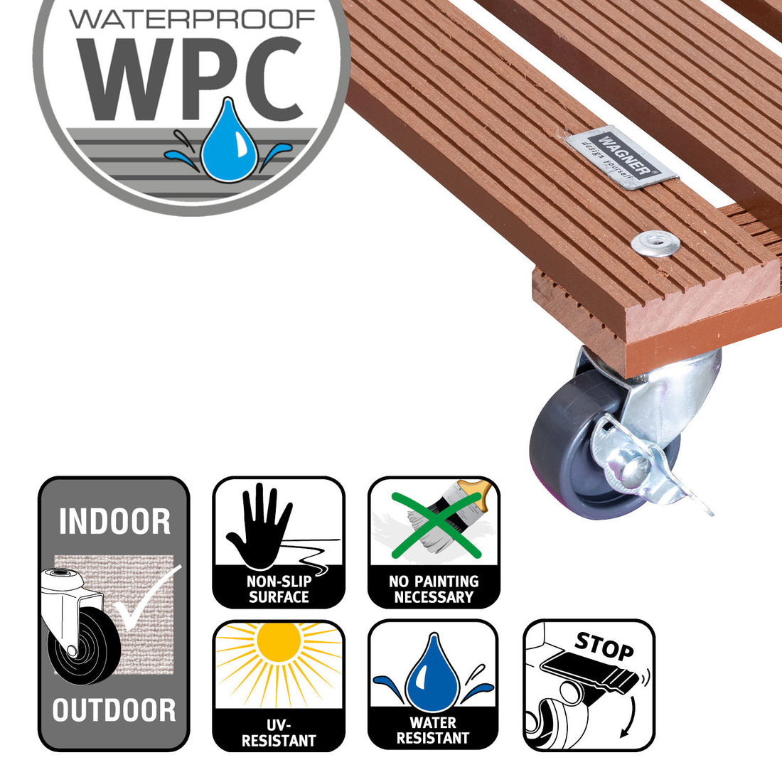 Wagner Waterproof Plant Caddy - 11.4&quot; Terra Cotta Square