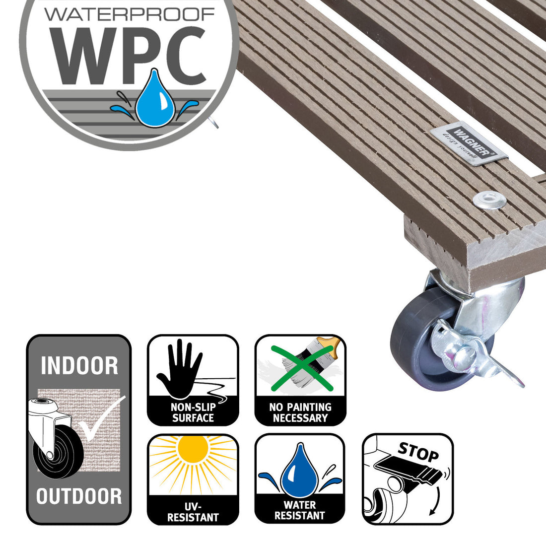 Wagner Waterproof Plant Caddy - 11.4&quot; Taupe Square