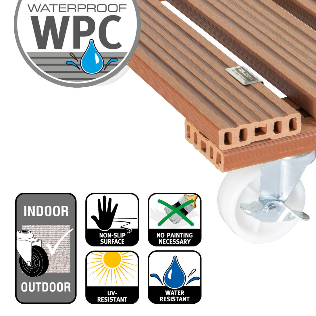 Wagner Waterproof Plant Caddy - 15.4" Terra Cotta Square