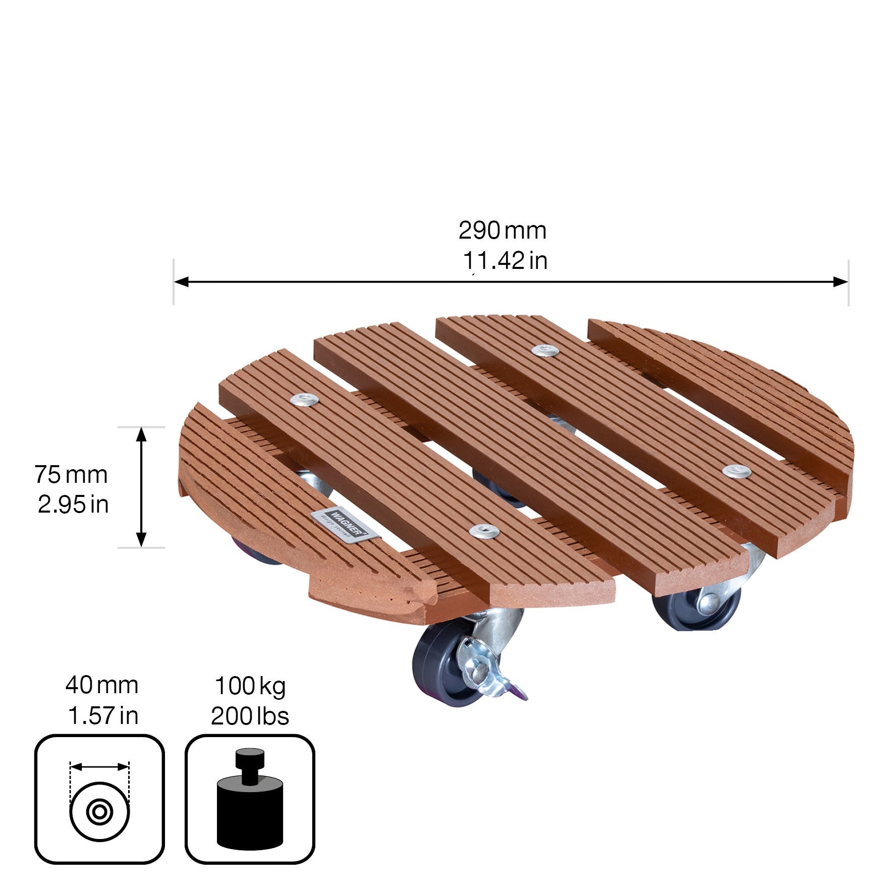 Wagner Waterproof Plant Caddy - 11.4&quot; Terra Cotta Round