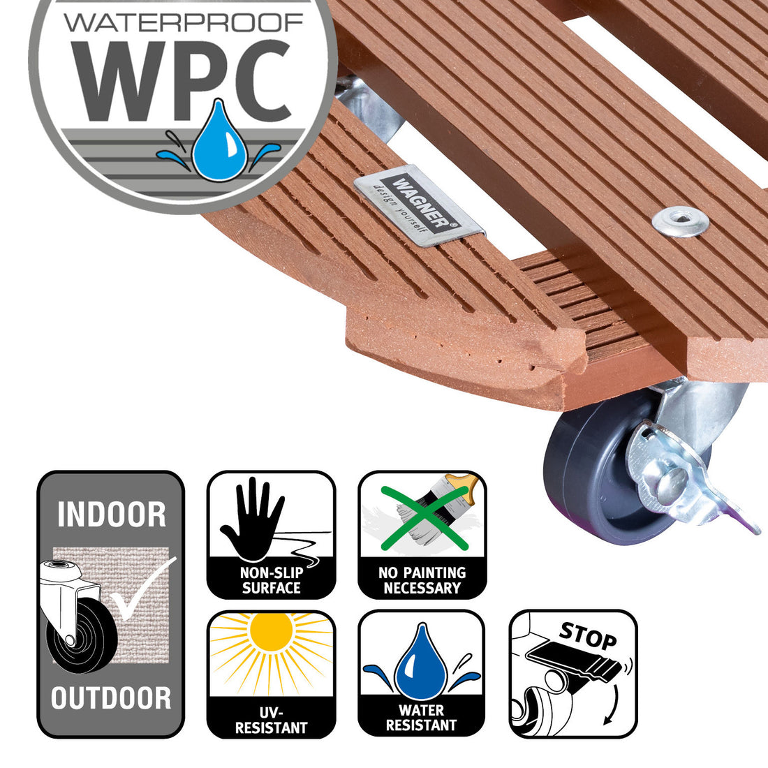 Wagner Waterproof Plant Caddy - 11.4&quot; Terra Cotta Round