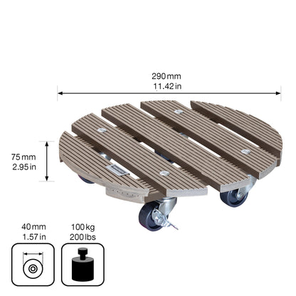 Wagner Waterproof Plant Caddy - 11.4&quot; Taupe Round