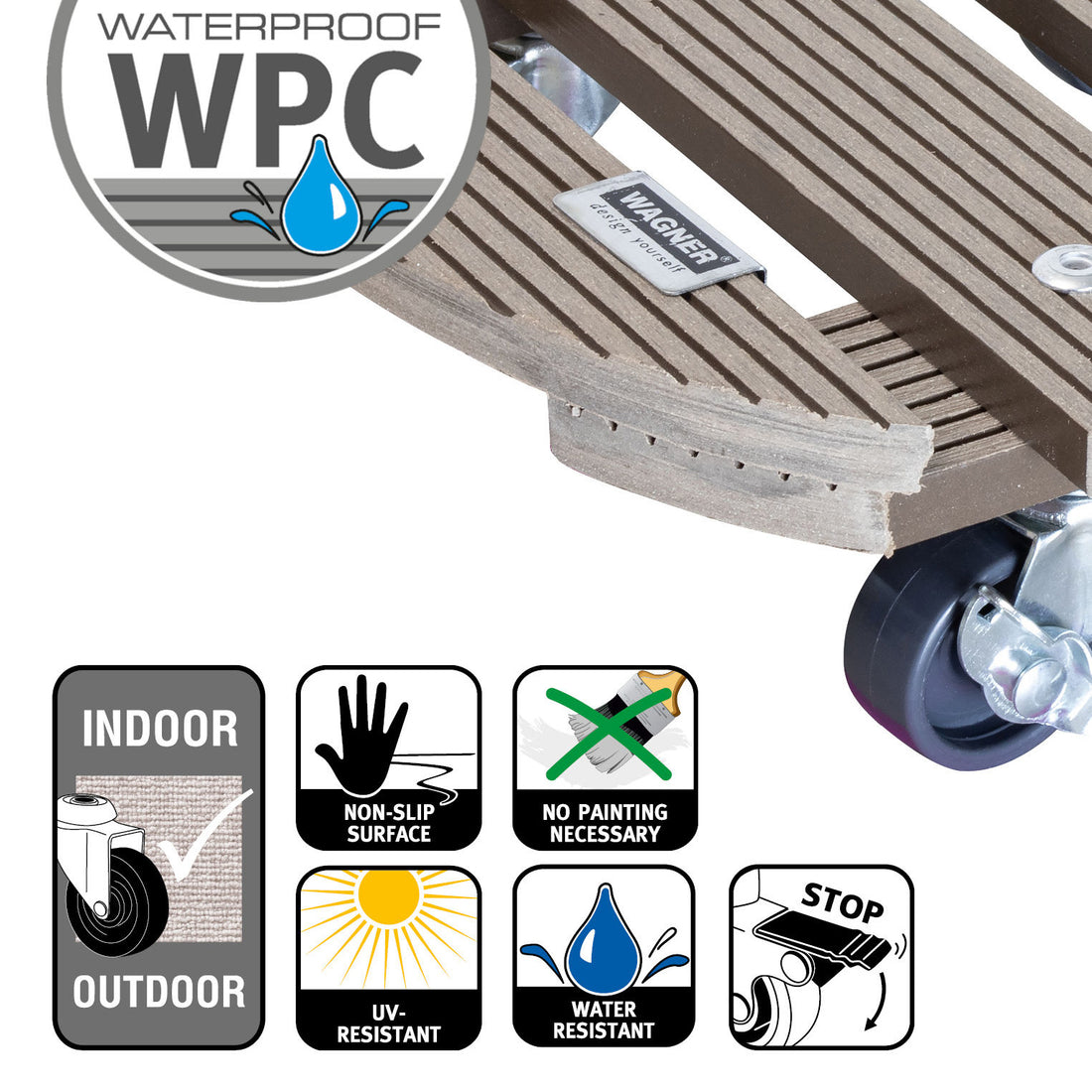 Wagner Waterproof Plant Caddy - 11.4&quot; Taupe Round
