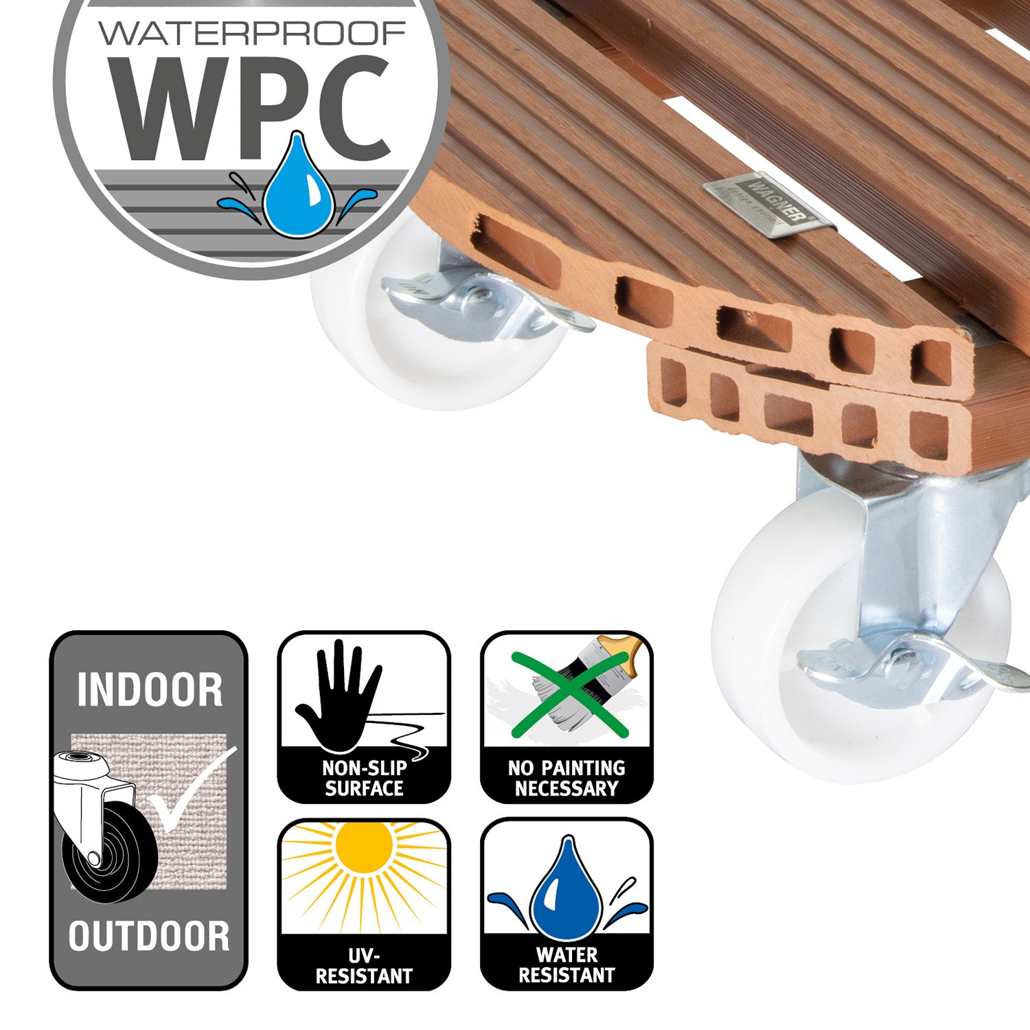 Wagner Waterproof Plant Caddy - 15.1" Terra Cotta Round