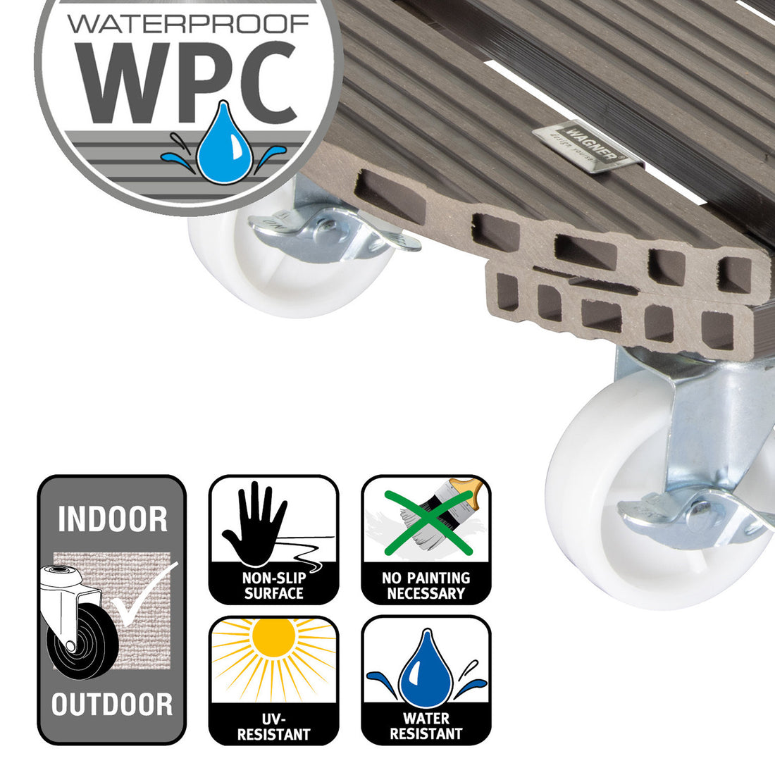 Wagner Waterproof Plant Caddy - 15.1&quot; Taupe Round