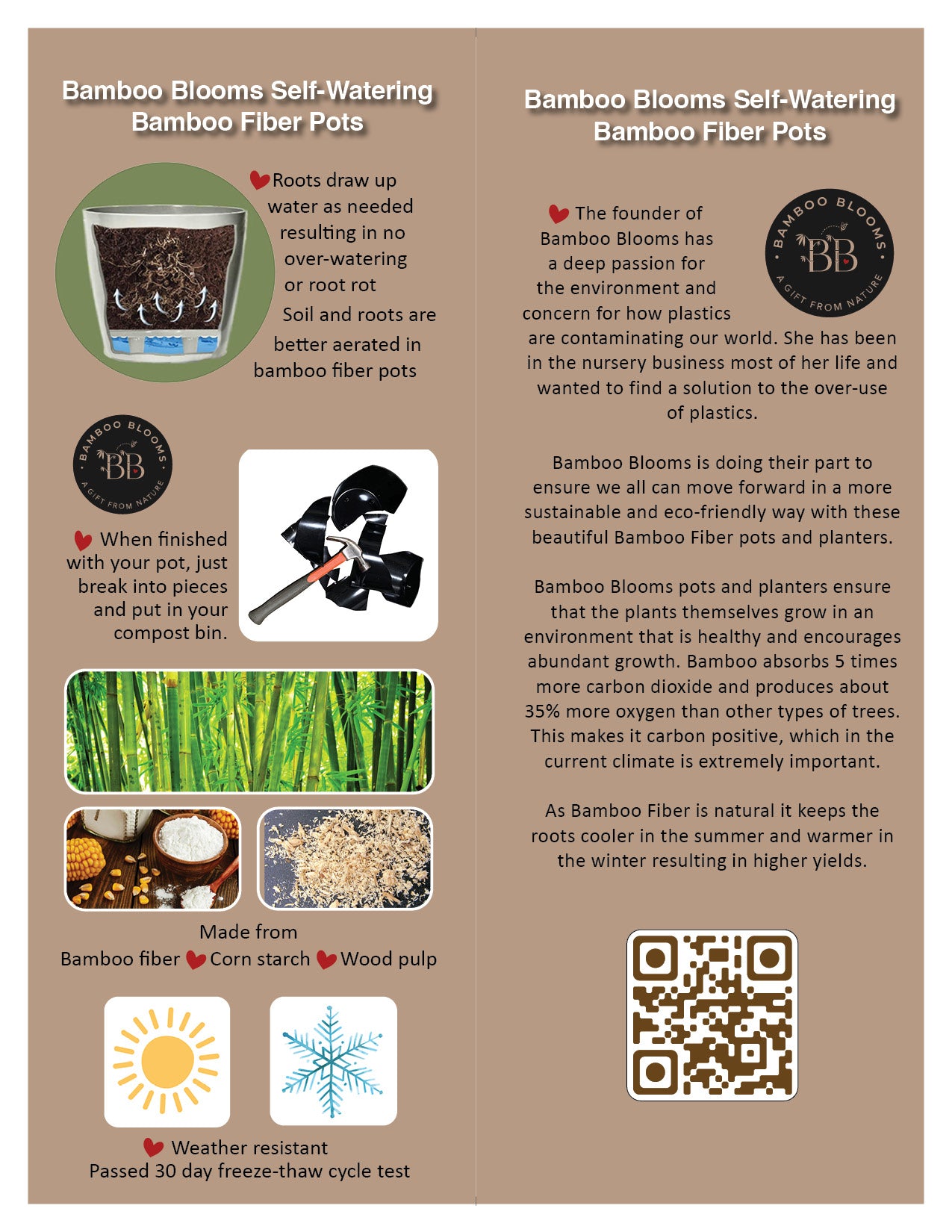 7" Round Self-Watering Bamboo Pot - Butterfly