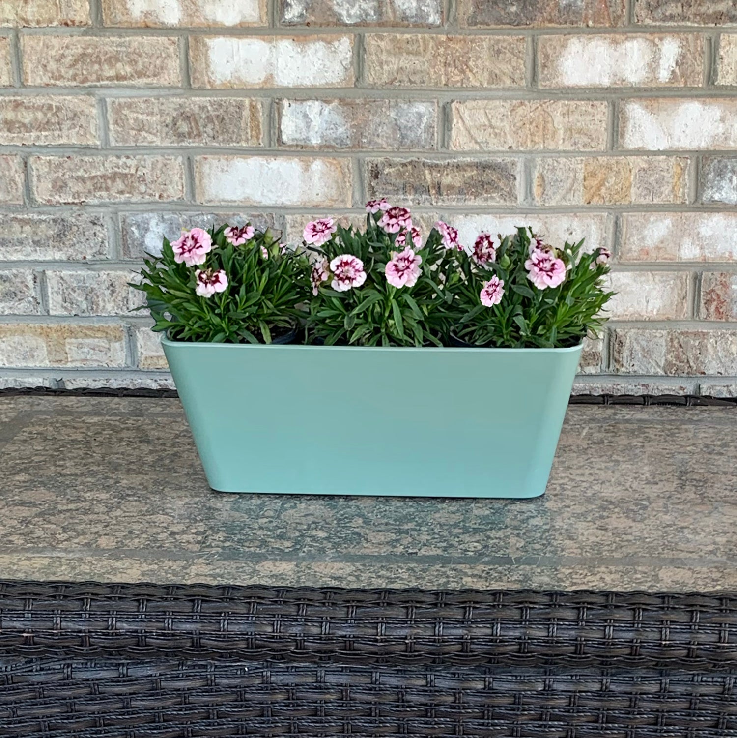 16" Rectangular Self-Watering Bamboo Planter - Sage Green