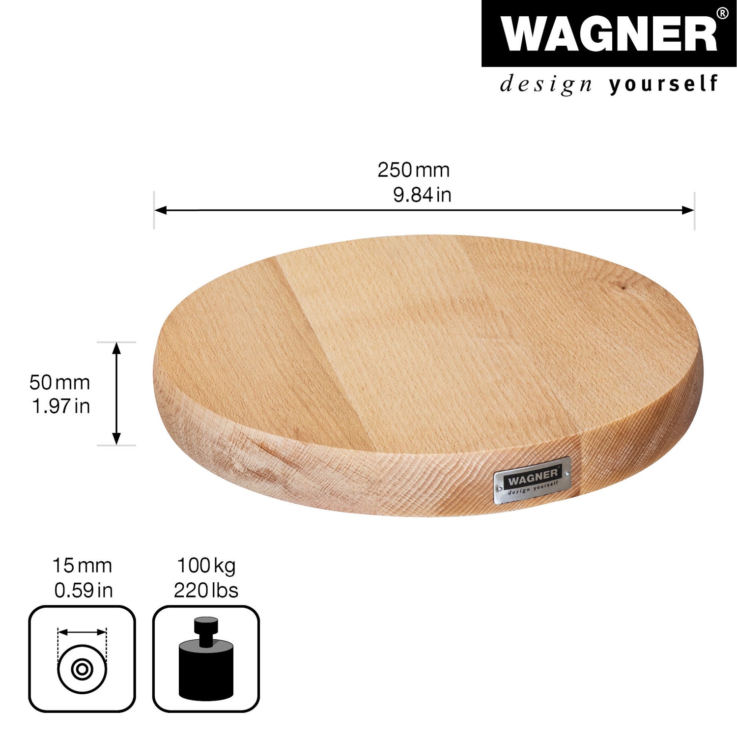 Wooden Plant Caddy w/No-Show Casters - 10&quot; Natural Round