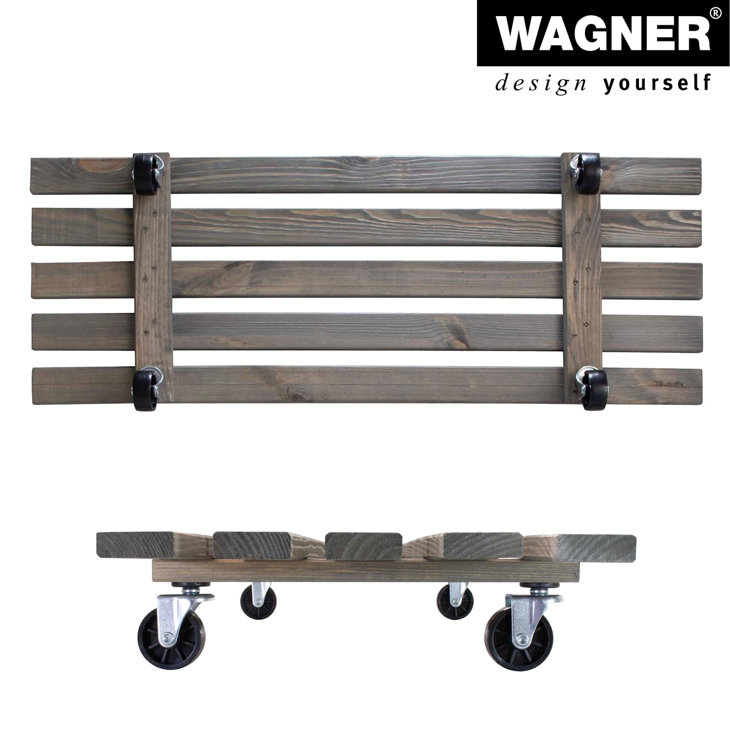 Wooden Plant Caddy - 11.5" x 31" Gray Rectangle