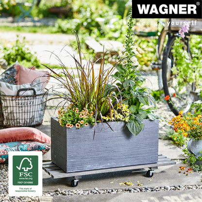 Wooden Plant Caddy - 11.5" x 31" Gray Rectangle