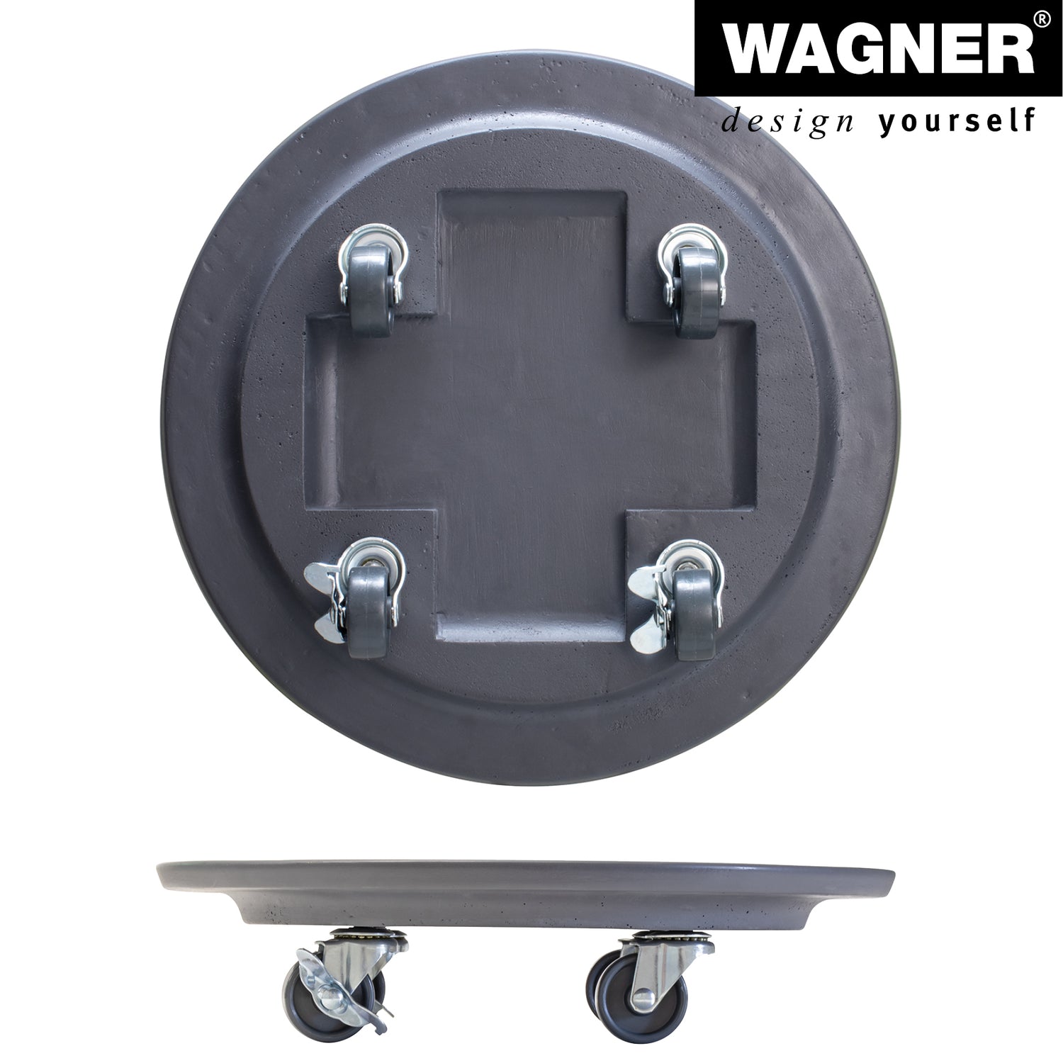 Charcoal Stone Plant Caddy - 13.4" Round