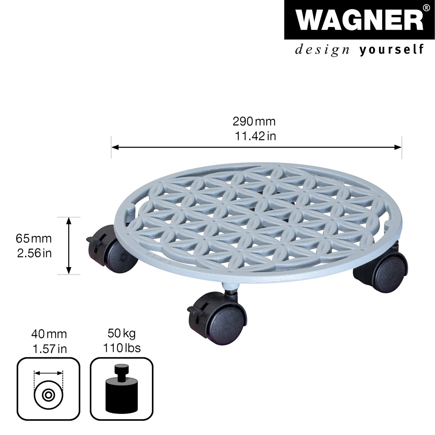Cast Iron Plant Caddy - 11.4" Smoke Gray Round