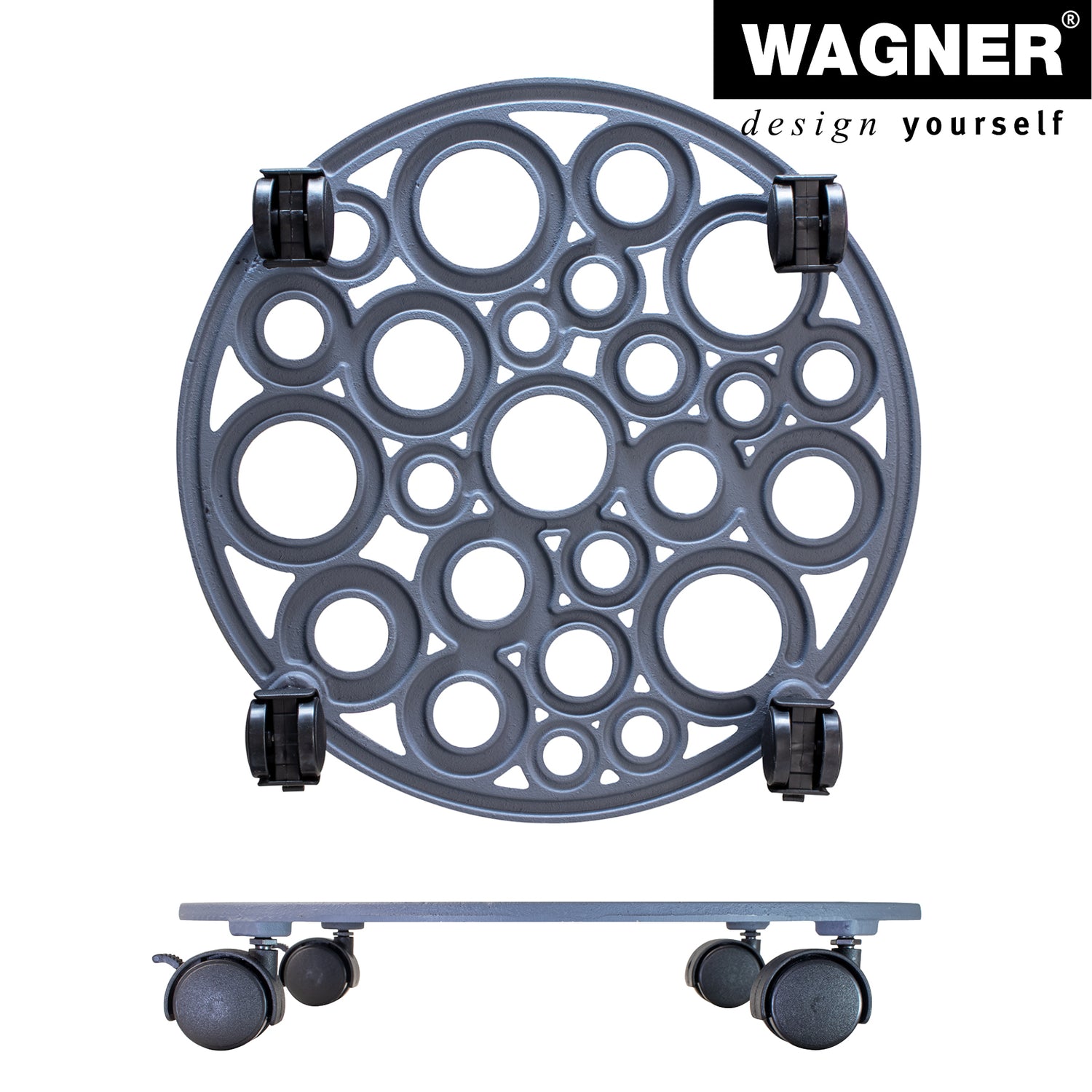 Cast Iron Plant Caddy - 15" Pewter Round