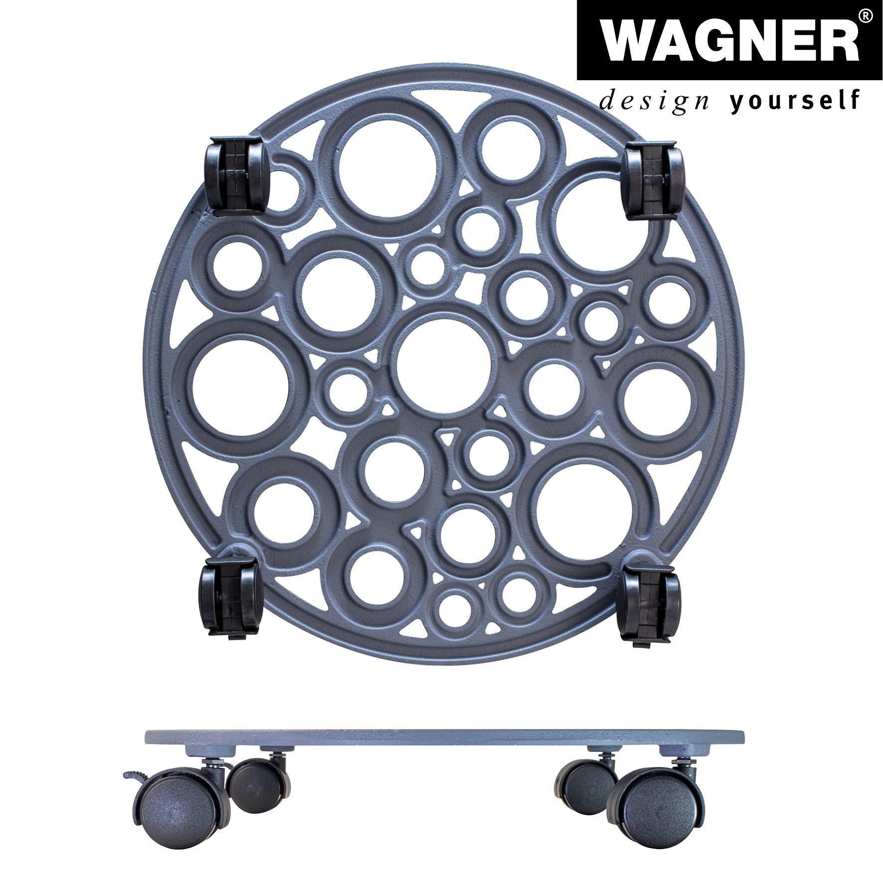 Cast Iron Plant Caddy - 15" Pewter Round