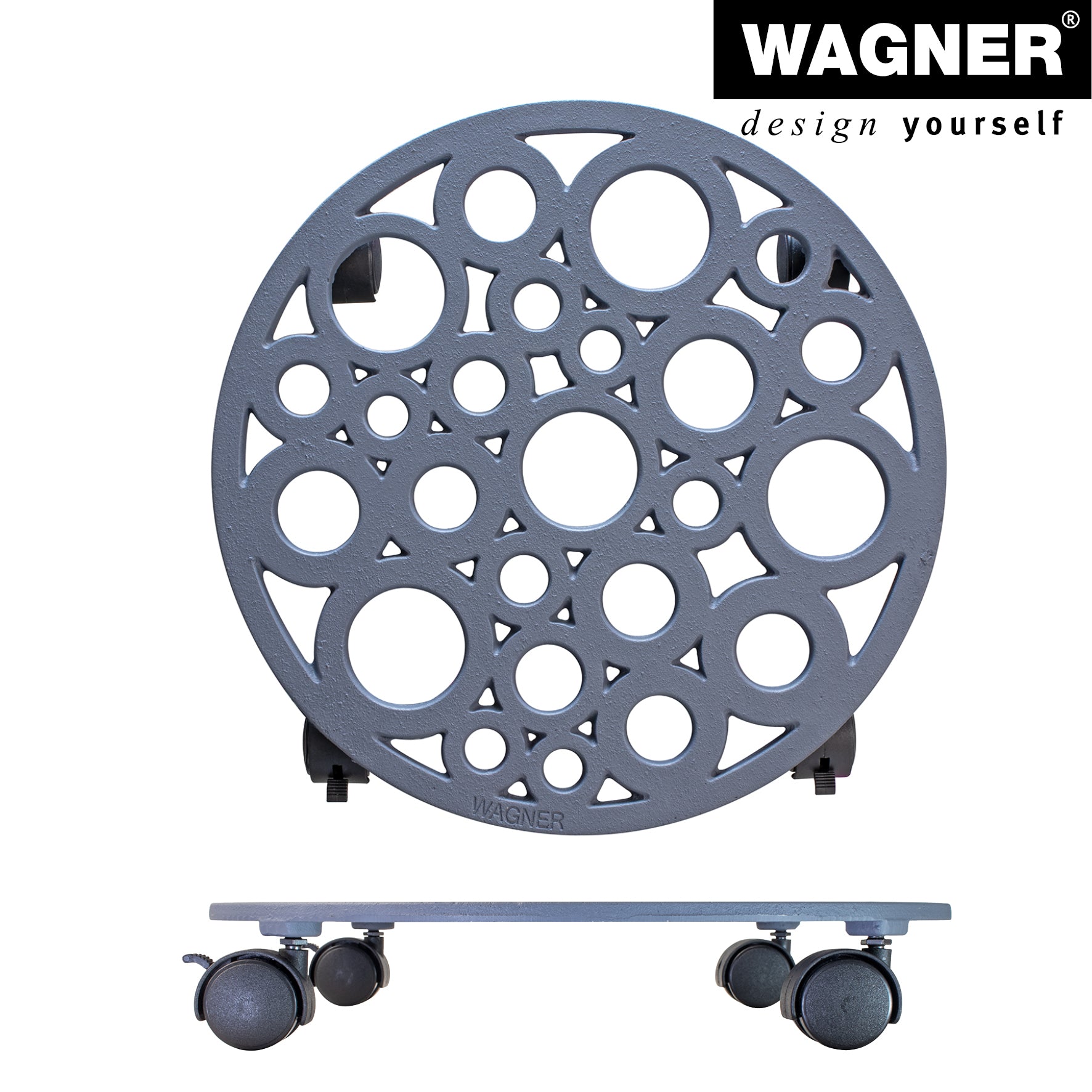 Cast Iron Plant Caddy - 15" Pewter Round