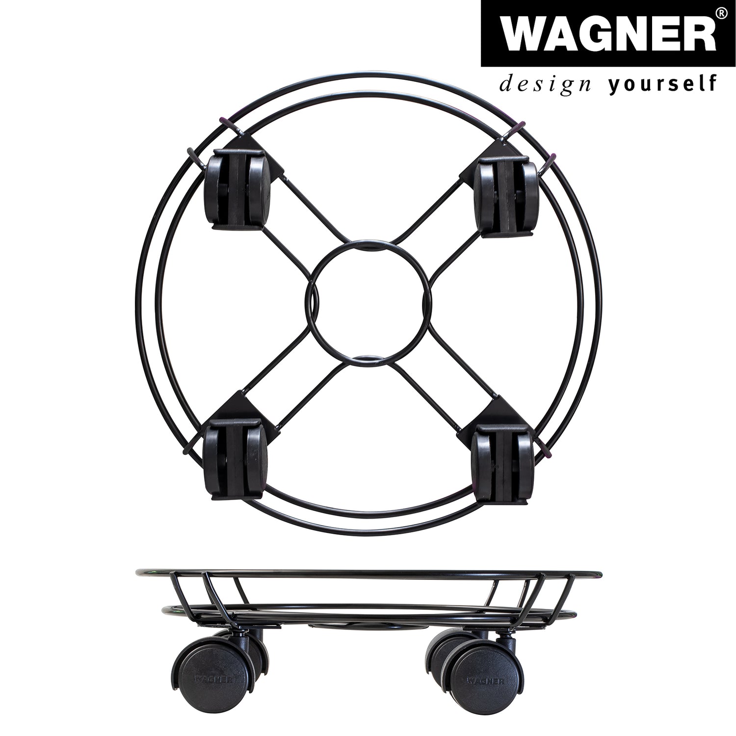 Wire Plant Caddy - 11.8" Black Round