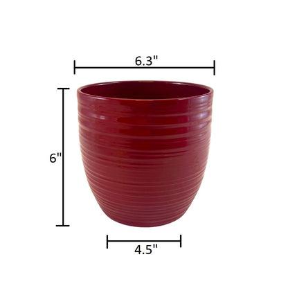 Bergamo Ceramic Pot - 6.3" Red