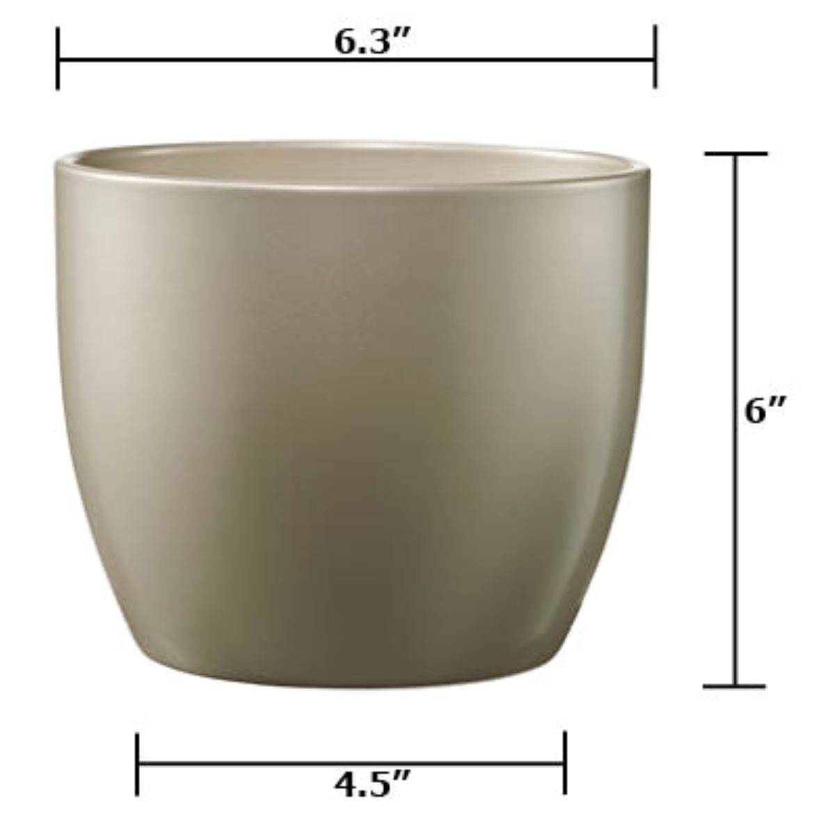 Basel Elegance Ceramic Pot - 6.3" Gray Beige Metallic