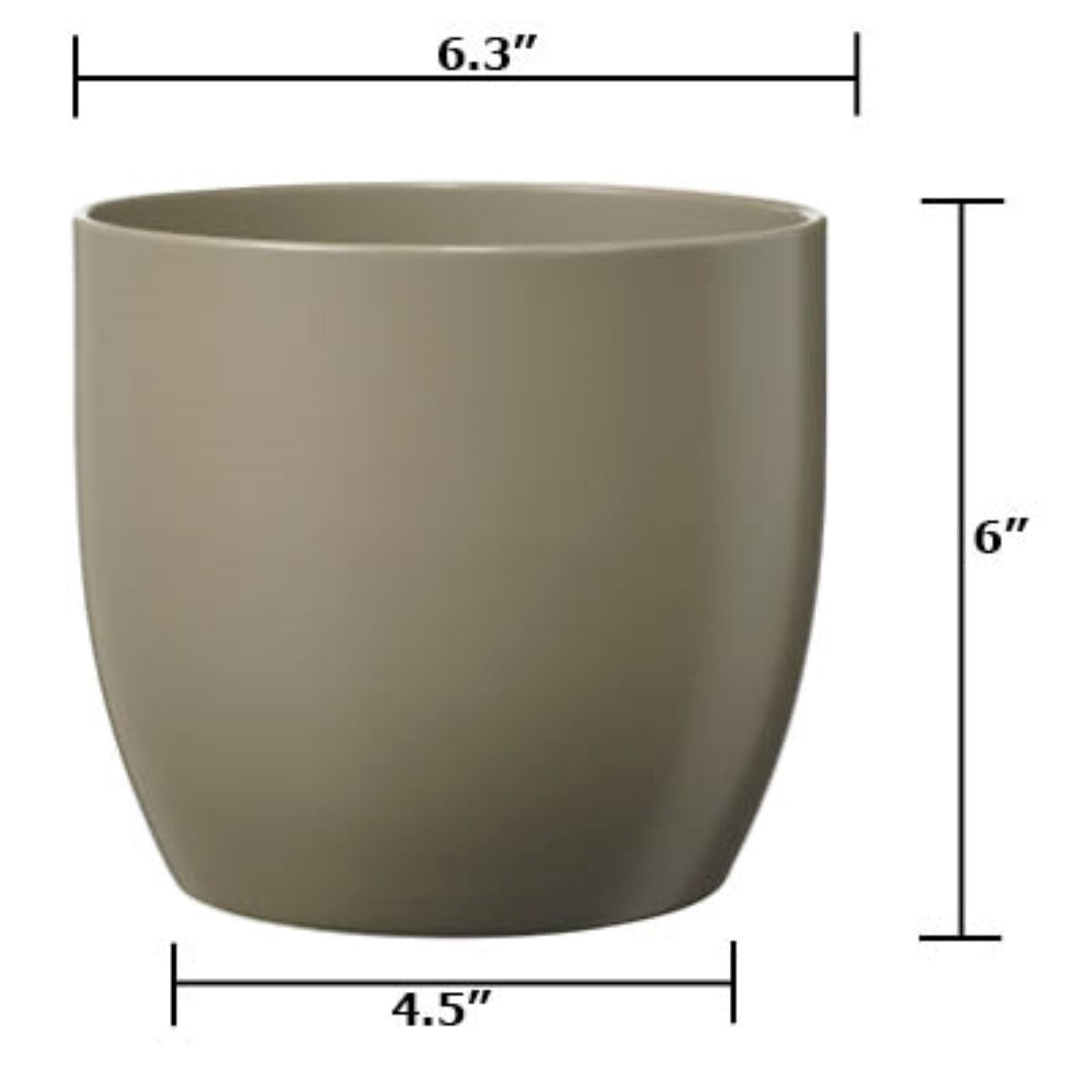 Basel Fashion Ceramic Pot - 6.3" Matte Light Gray