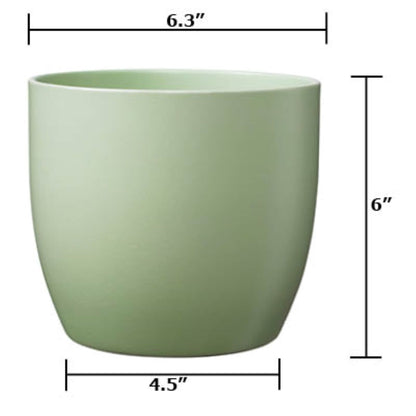 Basel Fashion Ceramic Pot  - 6.3" Matte Linden Green