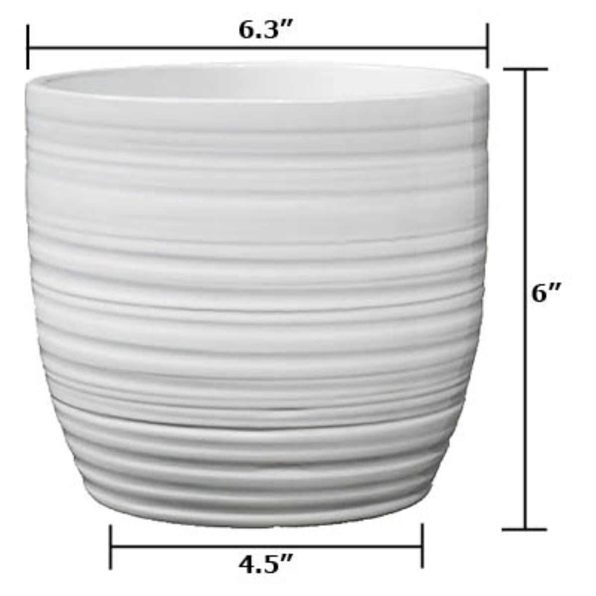 Bergamo Ceramic Pot - 6.3" White
