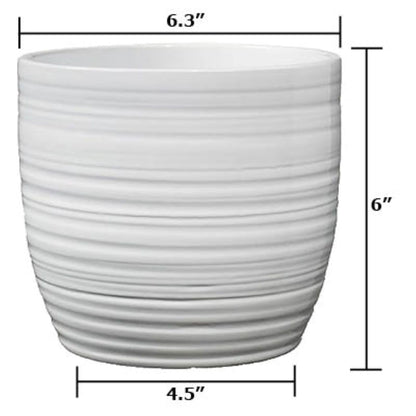 Bergamo Ceramic Pot - 6.3" White