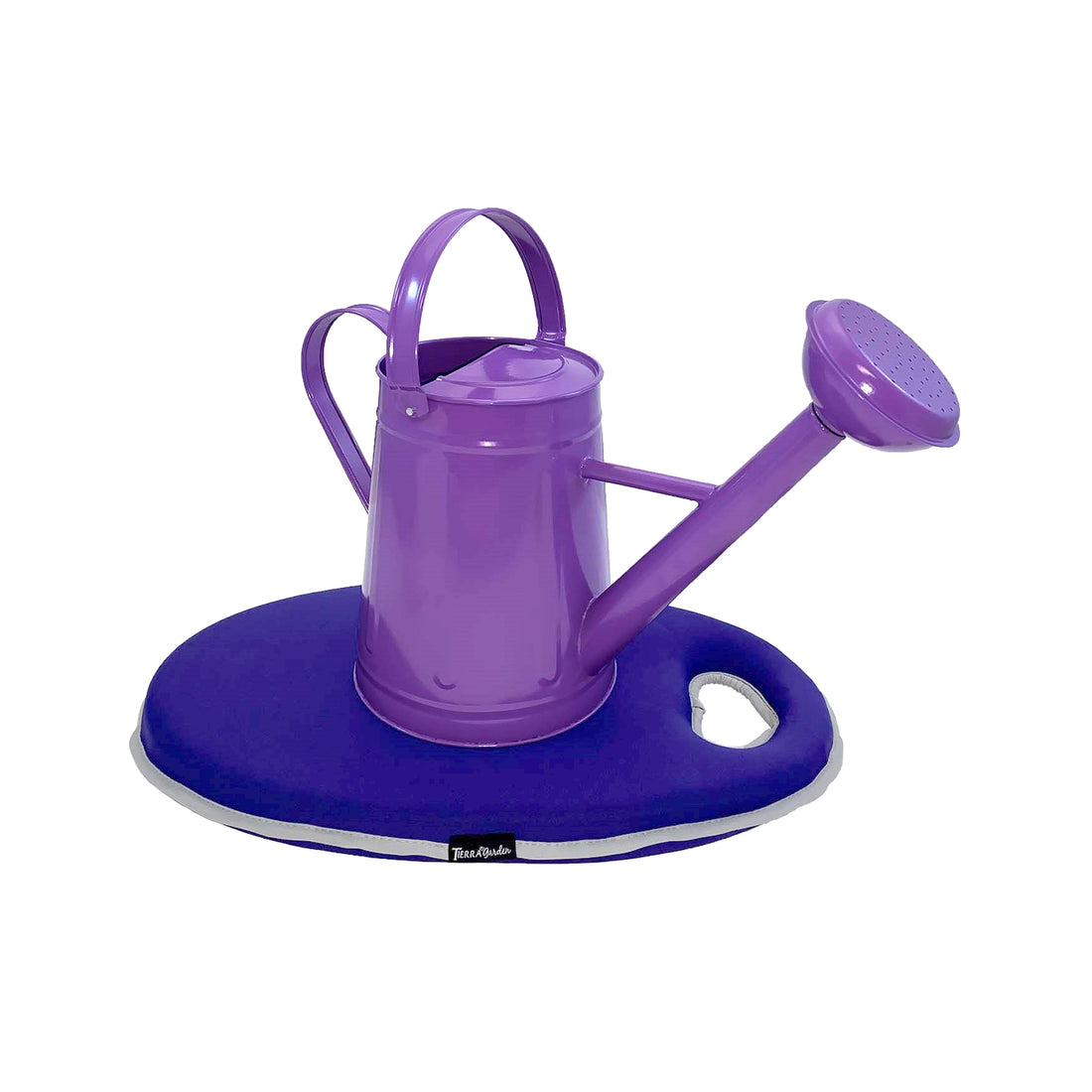 Metal Watering Can & Memory Foam Kneel Cushion Combo - 1.2 gal Violet