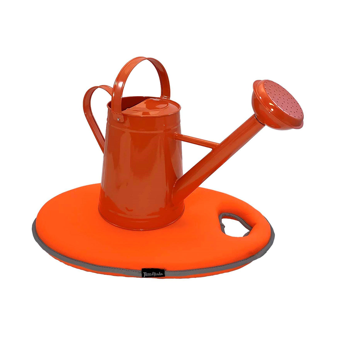 Metal Watering Can & Memory Foam Kneel Cushion Combo - 1.2 gal Orange