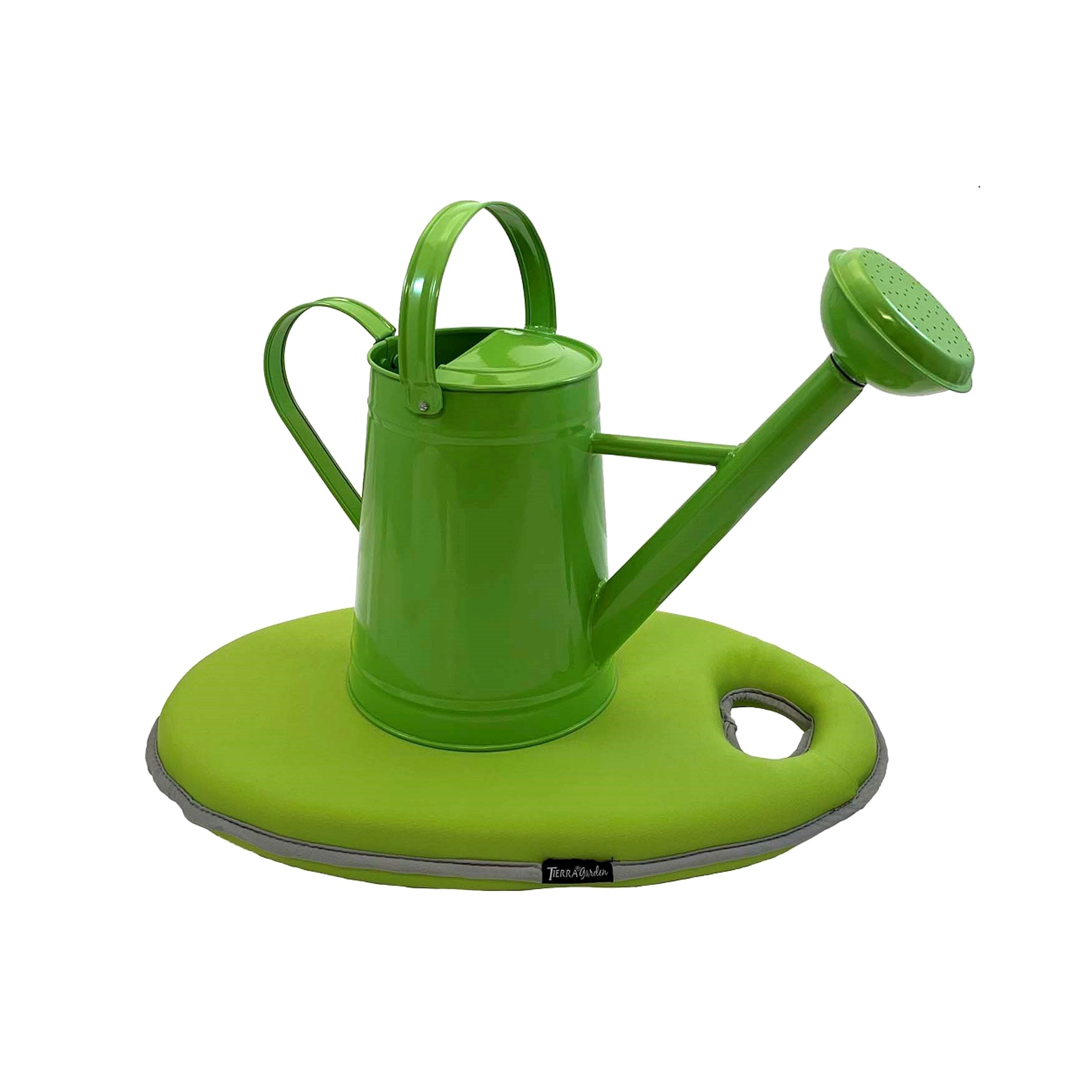Metal Watering Can &amp; Memory Foam Kneel Cushion Combo - 1.2 gal Green
