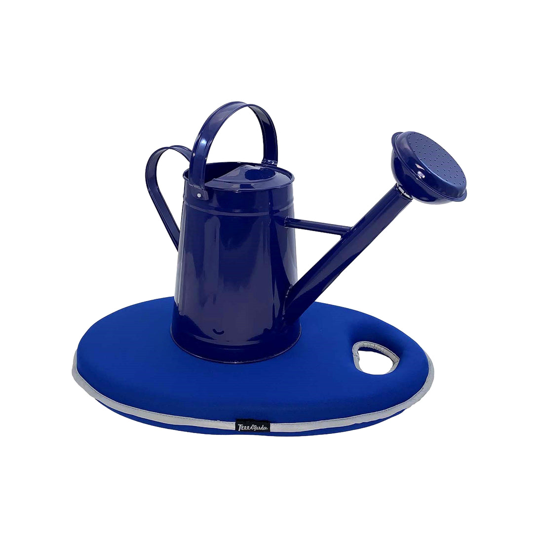 Metal Watering Can & Memory Foam Kneel Cushion Combo - 1.2 gal Blue