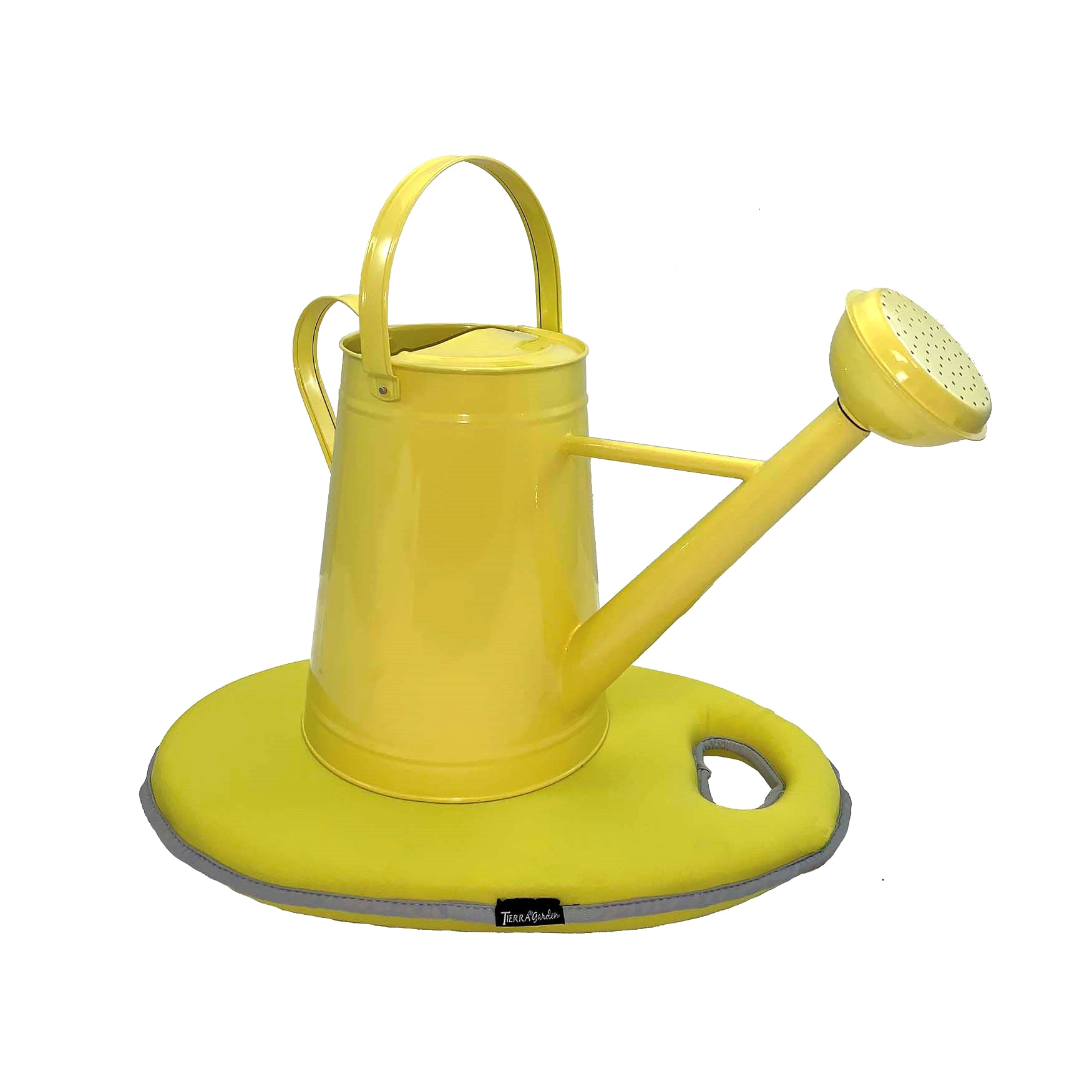 Metal Watering Can &amp; Memory Foam Kneel Cushion Combo - 2.1 gal Yellow
