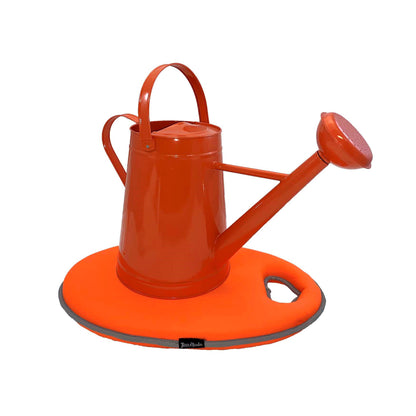 Metal Watering Can &amp; Memory Foam Kneel Cushion Combo - 2.1 gal Orange