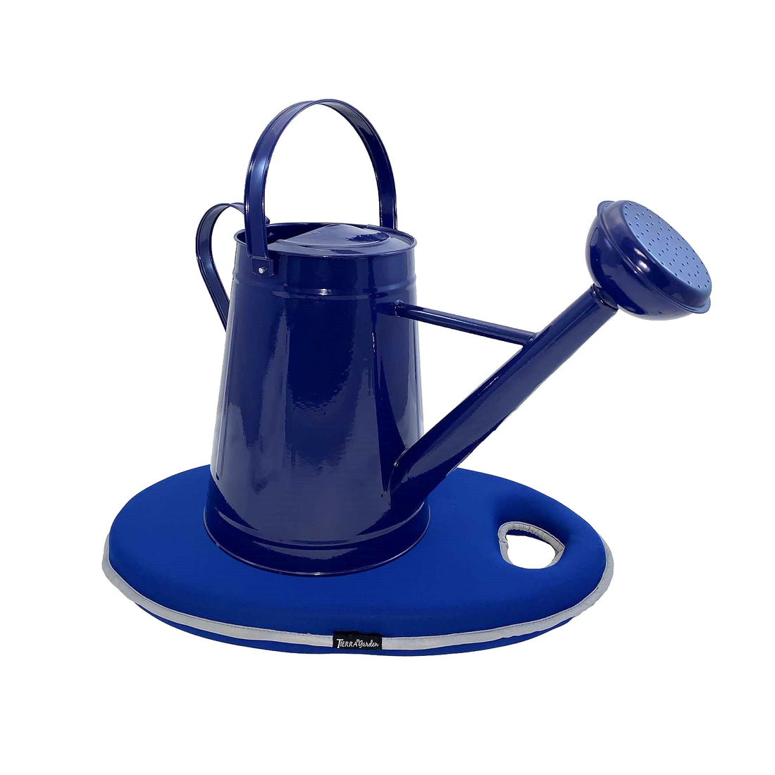 Metal Watering Can & Memory Foam Kneel Cushion Combo - 2.1 gal Blue